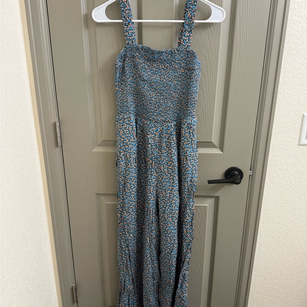 Blue and White Floral Maxi Dress